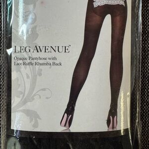 Leg Avenue Black Lace Ruffle Pantyhose